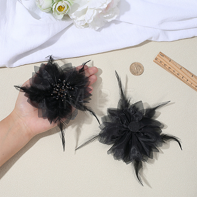 Feather & Gauze & Glass Ornament Accessories FIND-WH0367-90-1