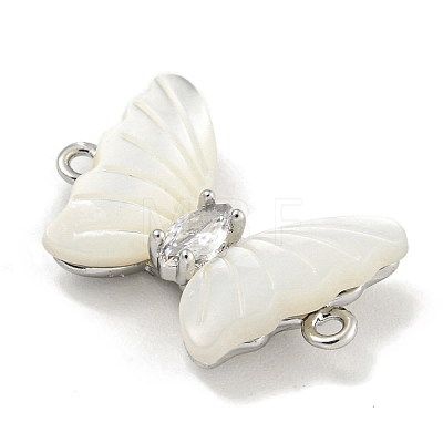 Brass Pave Clear Cubic Zirconia Butterfly Connector Charms KK-Q820-38P-1