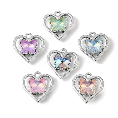 UV Plating Alloy Glass Pendants FIND-K032-21P-1