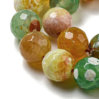 Faceted Natural Fire Crackle Agate Beads Strands G-F447-12mm-M01-1