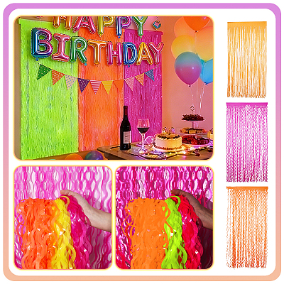 3Pcs 3 Colors Plastic Foil Fringe Curtains DIY-ME0003-73B-1