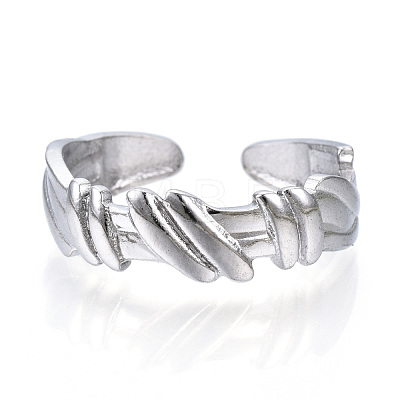 304 Stainless Steel Open Cuff Ring for Women RJEW-N040-44-1