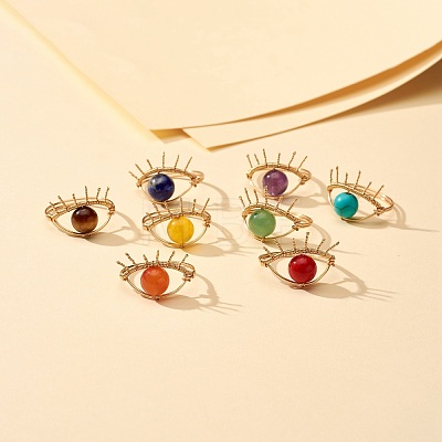 Gemstone Rings Set for Women RJEW-TA00007-1
