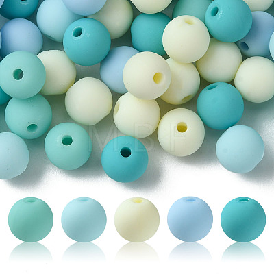 70Pcs Rubberized Style Acrylic Beads MACR-FS0001-71A-1