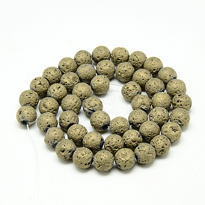 Electroplate Natural Lava Rock Beads Strands G-T058-03D-6MM-1