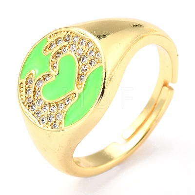 Adjustable Real 18K Gold Plated Brass Enamel Finger Ringss RJEW-L071-27G-1