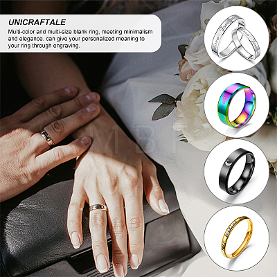 Unicraftale 18Pcs 9 Styles Titanium Steel Wide Band Finger Rings for Women Men RJEW-UN0002-53BU-1