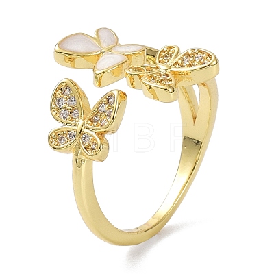 Butterfly Real 18K Gold Plated Cuff Rings for Girl Women Gift ZIRC-C021-14G-1