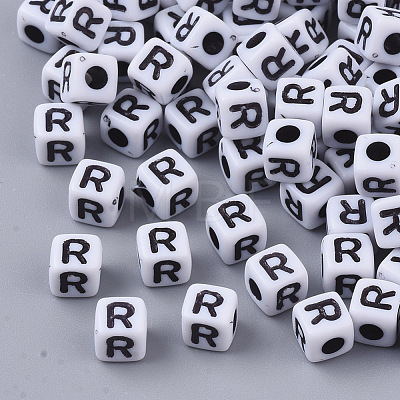 White Opaque Acrylic Beads MACR-R869-02R-1