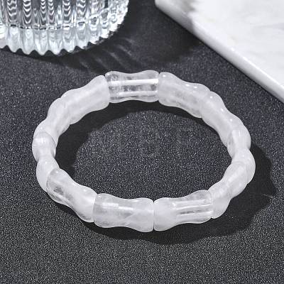 Bamboo Natural Quartz Crystal Beads Stretch Bracelets for Women Men BJEW-K304-01L-1
