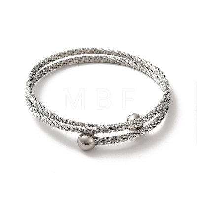 304 Stainless Steel Double Layer Wrap Bangles BJEW-P310-02A-P-1