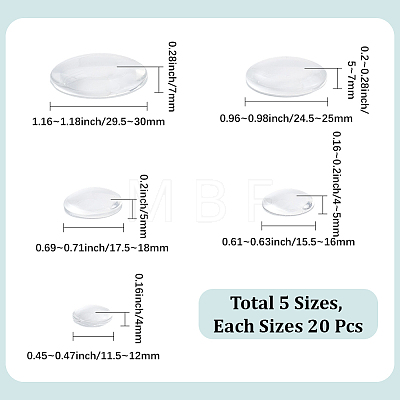 100Pcs 5 Styles Transparent Glass Cabochons GGLA-BBC0001-04-1