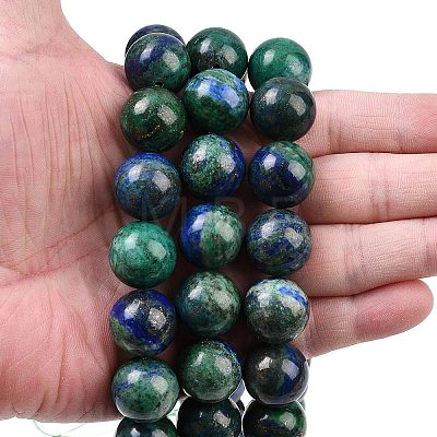Natural Chrysocolla and Lapis Lazuli Beads Strands G-L648-A12-16mm-1