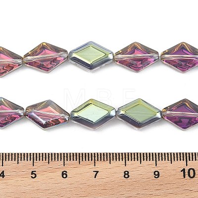 Electroplate UV Plating Glass Beads Strands EGLA-B010-01A-HP01-1