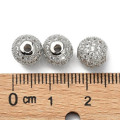 CZ Brass Micro Pave Grade AAA Clear Color Cubic Zirconia Round Beads KK-O065-8mm-05P-NR-1