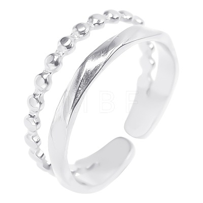 Titanium Steel Open Cuff Ring for Women Men VB8362-1-1