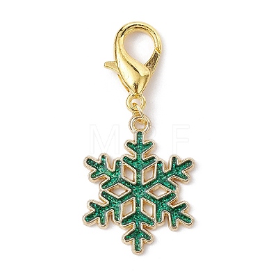 Christmas Sonwflake Alloy Enamel Pendant Decorations HJEW-JM01511-1