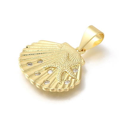 Rack Plating Brass with Cubic Zirconia Pendants X-KK-Z086-50G-1