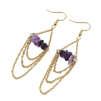 Natural Amethyst Dangle Earrings EJEW-JE07287-01-1