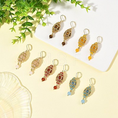 Gemstone Leveback Earrings for Women EJEW-MZ00785-1