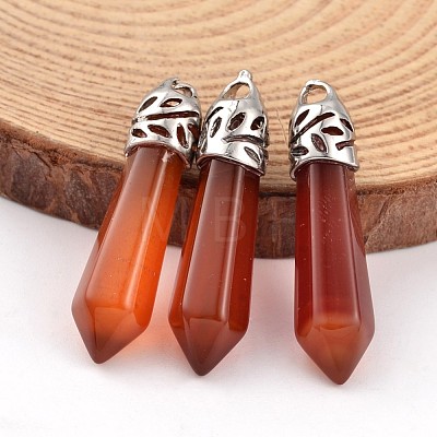 Dyed Bullet Natural Agate Pointed Pendants G-E332-C07-1