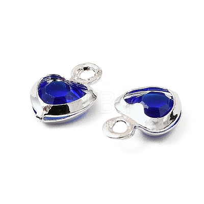 Heart Brass Glass Charms KK-S385-01S-05-1