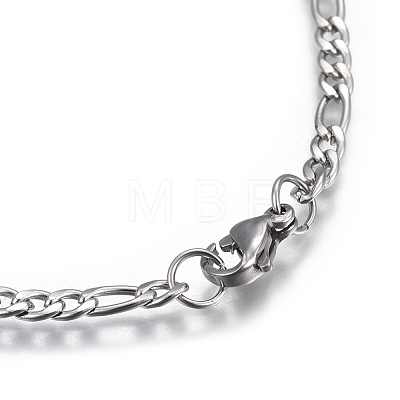 304 Stainless Steel Figaro Chain Bracelets BJEW-L634-04A-P-1