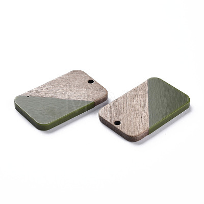 Opaque Resin & Walnut Wood Pendants RESI-T035-38F-1