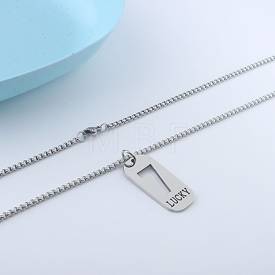 201 Stainless Steel Lucky Number 7 Dog Tag Necklaces for Women Men WGF2A89-01-1