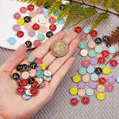 120Pcs 12 Colors Golden Plated Alloy Charms ENAM-SZ0001-64Y-1