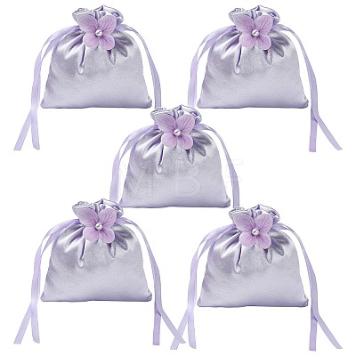 Satin Cloth Drawstring Pouches with Flower ST-CJ0048-001D-1