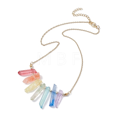 Dyed Colorful Natural Quartz Crystal Bullet Pendant Necklaces NJEW-JN04622-1