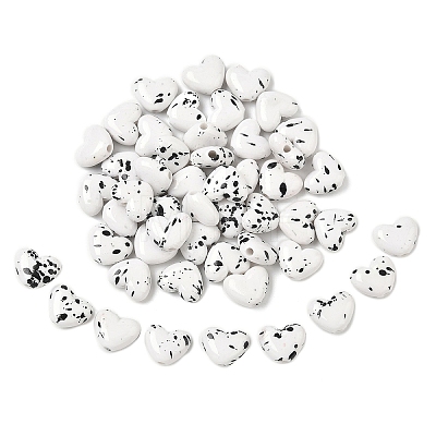 50Pcs Spray Painted Opaque Acrylic Beads MACR-YW0003-59A-1