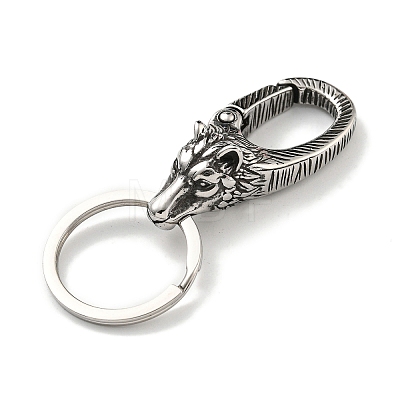 Tibetan Style 316 Surgical Stainless Steel Fittings with 304 Stainless Steel Key Ring FIND-Q101-09AS-05-1