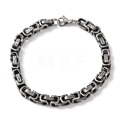 201 Stainless Steel Byzantine Chains Bracelets for Women Men BJEW-F529-02AS-1