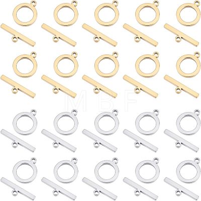 Unicraftale 20Sets 2 Colors 201 Stainless Steel Toggle Clasps STAS-UN0036-06-1