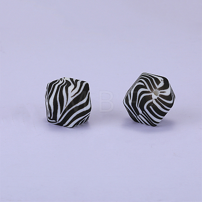 Colorful Pattern Printed Silicone Beads SI-JX0022A-12-1