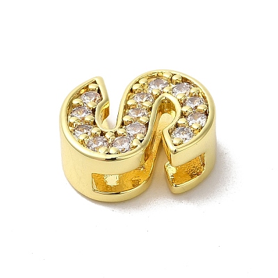 Brass Micro Pave Cubic Zirconia Beads KK-H487-25G-19-1