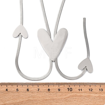 304 Stainless Steel Heart Y Necklaces NJEW-R026-30P-1