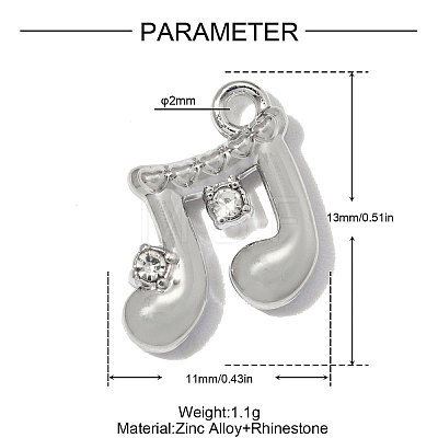 Zinc Alloy with Crystal Rhinestone Charms RB-OY001-64P-1