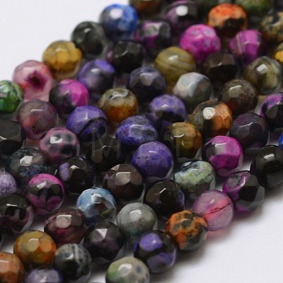 Faceted Natural Fire Crackle Agate Beads Strands X-G-F447-4mm-A07-1