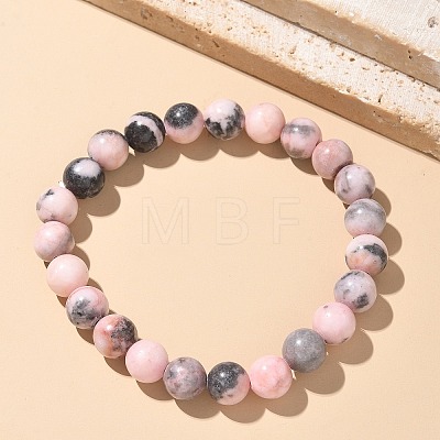 Natural Zebra Jasper Bead Stretch Bracelets BJEW-K212-B-035-1