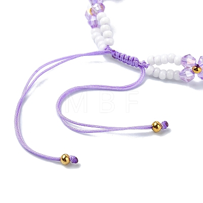 Woven Glass Flower Adjustable Braided Bead Bracelets for Women BJEW-MZ00100-02-1