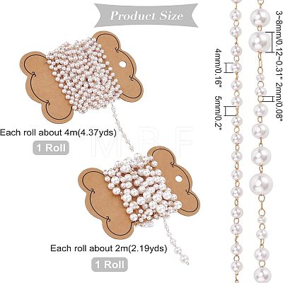 2M ABS Plastic & 4M Acrylic Pearl Beaded Chains DIY-FH0004-33-1