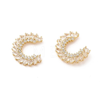 Rack Plating Brass Micro Pave Cubic Zirconia Stud Earrings for Women EJEW-H091-37G-1