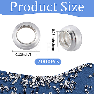 2000Pcs Brass Crimp Beads KK-SP0002-61S-1