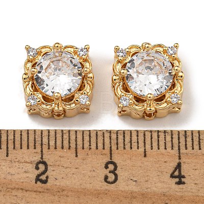 Brass Micro Pave Cubic Zirconia Beads KK-U037-05G-01-1