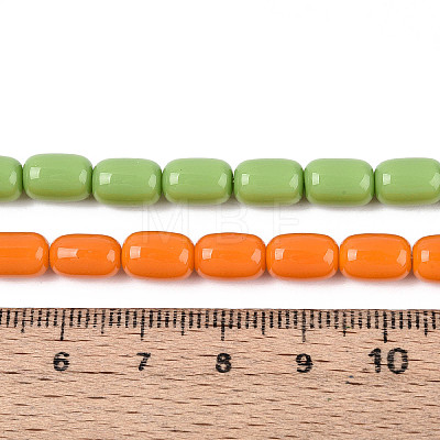 Opaque Solid Color Glass Beads Strands GLAA-N058-6x9mm-B01-1