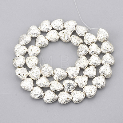 Electroplated Natural Lava Rock Beads Strands X-G-T126-10S-1