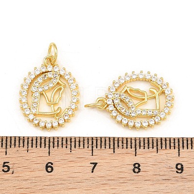Brass Micro Pave Clear Cubic Zirconia Pendants CU-CBA5CB0-20G-1